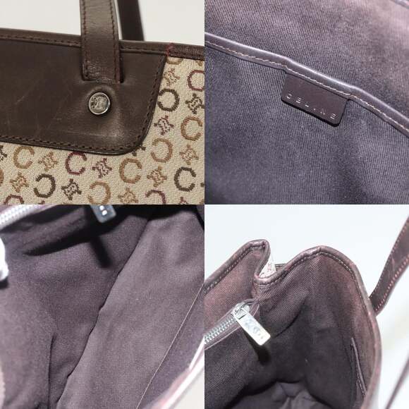 CELINE C Macadam Canvas Hand Bag Beige Gold - Picture 11 of 13